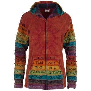 Rainbow, multicolored boho hoodie/jacket